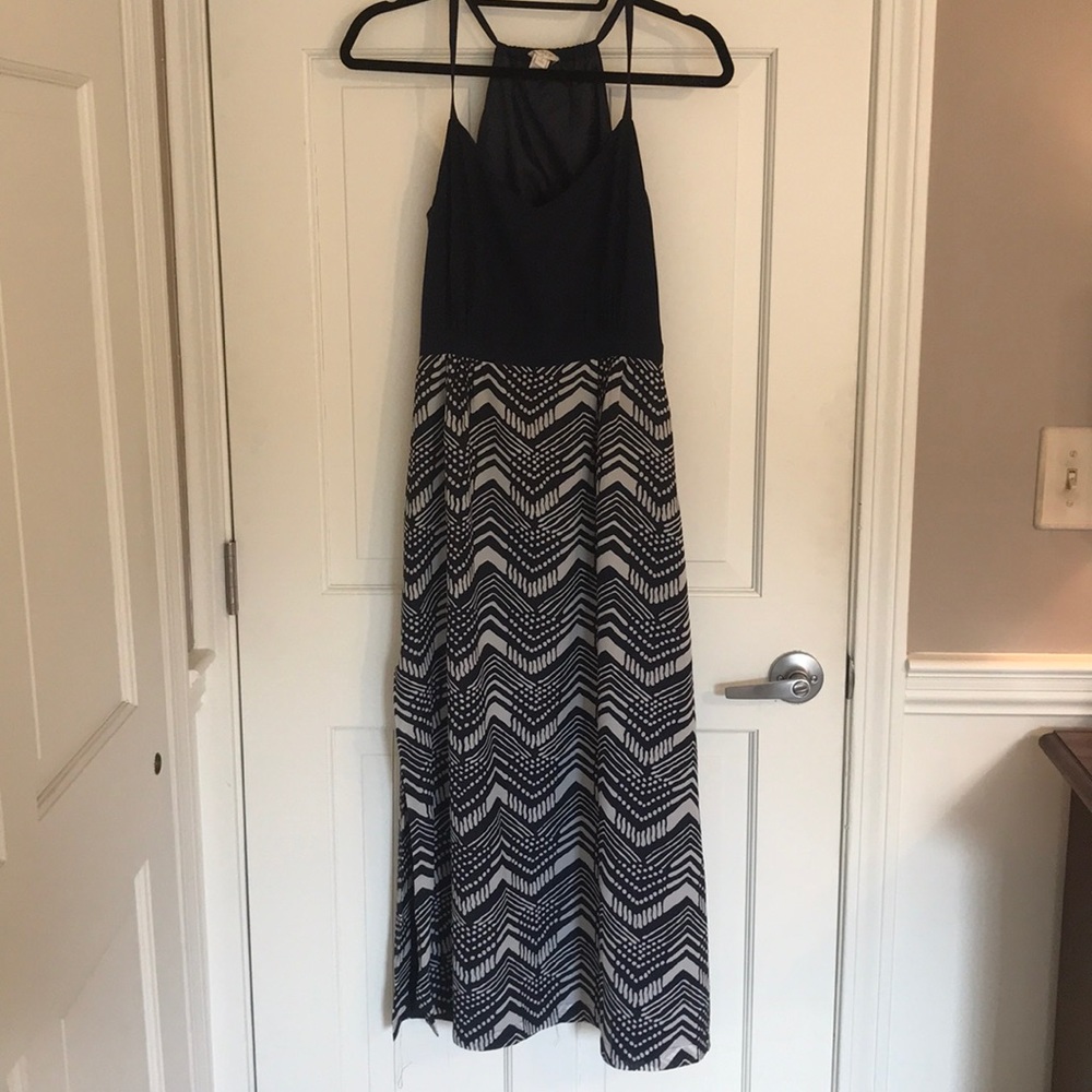 J-crew navy blue and whit maxi dress